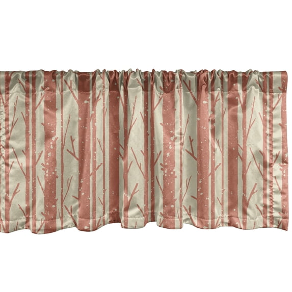 Ambesonne Grunge Window Valance, Tree Trunk Branches Winter, 54" X 18", Grey Yellow Pale Rust