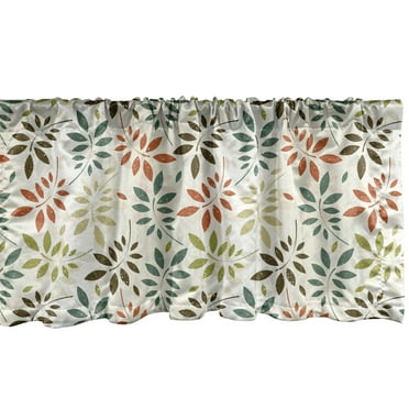 Ambesonne Grunge Window Valance, Vintage Falling Leaves, 54" X 18", Multicolor