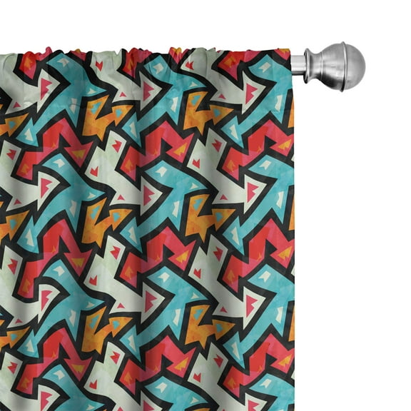 Ambesonne Grungy Curtains, Psychedelic Arrows, Pair of 28"x63", Multicolor