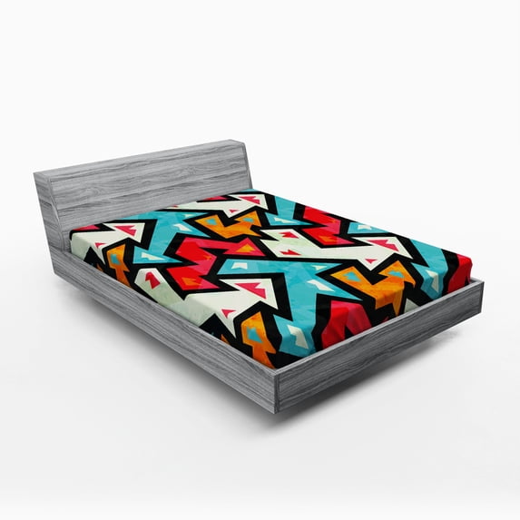 Ambesonne Grungy Fitted Sheet, Psychedelic Arrows, Queen Size, Multicolor