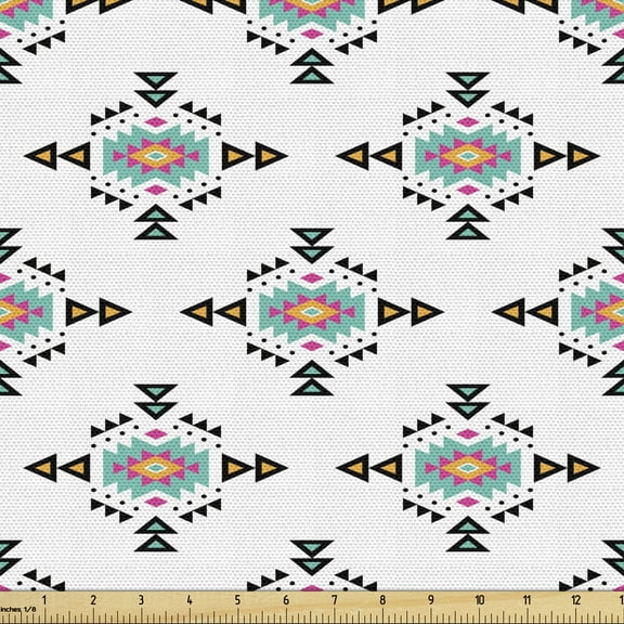 Ambesonne Guatemalan Fabric by the Yard Upholstery, Old Fashioned Bohemian, 5 Yards, Multicolor