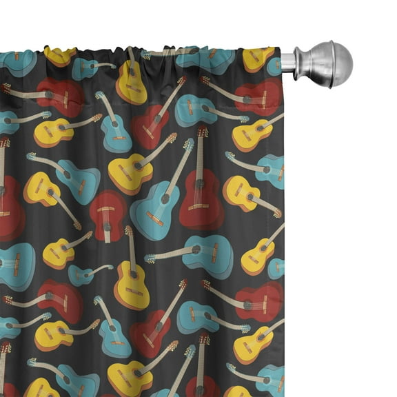 Ambesonne Guitar Curtains, Folk Flamenco Retro, Pair of 28"x63", Multicolor