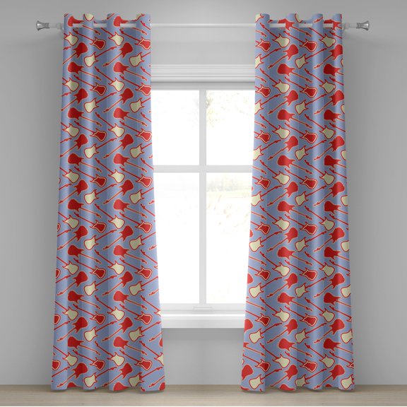 Ambesonne Guitar Grommet Curtain, Abstract Music Equipment, 50" x 108", Vermilion Lavender