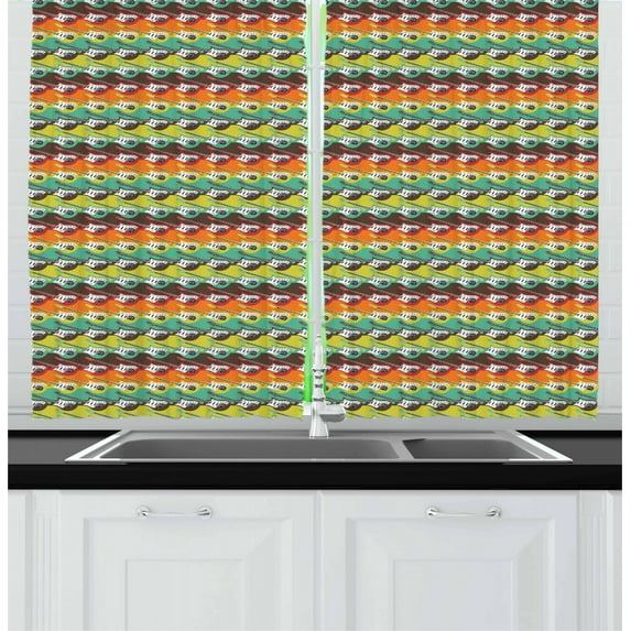 Ambesonne Guitar Kitchen Curtains, Abstract Colors Modern, 55"x39", Multicolor