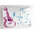 thumbnail image 1 of Ambesonne Guitar Pillow Sham, Watercolor Music Making, 36" X 20", Magenta Blue White, 1 of 2