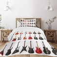 thumbnail image 1 of Ambesonne Guitar Quilted Bedspread Set 2 Pcs, Instruments Acoustic, Twin Size, Vermilion Black White, 1 of 5