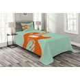 thumbnail image 1 of Ambesonne Guitar Quilted Bedspread Set 2 Pcs, Musician Performing, Twin Size, Mint Green Orange, 1 of 3