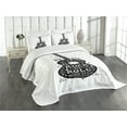 thumbnail image 1 of Ambesonne Guitar Quilted Bedspread Set 3 Pcs, Grunge Look Rock 'n' Roll, Queen Size, Black White, 1 of 5