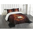 thumbnail image 1 of Ambesonne Guitar Quilted Bedspread Set 3 Pcs, Instrument in, King Size, Orange Maroon Black, 1 of 5