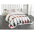 thumbnail image 1 of Ambesonne Guitar Quilted Bedspread Set 3 Pcs, Instruments Acoustic, Queen Size, Vermilion Black White, 1 of 5