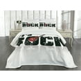thumbnail image 1 of Ambesonne Guitar Quilted Bedspread Set 3 Pcs, Let's Rock Grunge Fun, Queen Size, Ruby Black White, 1 of 5