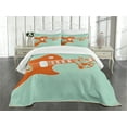 thumbnail image 1 of Ambesonne Guitar Quilted Bedspread Set 3 Pcs, Musician Performing, King Size, Mint Green Orange, 1 of 3