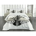 thumbnail image 1 of Ambesonne Guitar Quilted Bedspread Set 3 Pcs, Rock and Roll Pattern, King Size, Tan Black White, 1 of 5