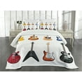 thumbnail image 1 of Ambesonne Guitar Quilted Bedspread Set 3 Pcs, String Instruments Jazz, Queen Size, Multicolor, 1 of 5
