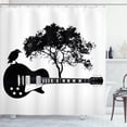 thumbnail image 1 of Ambesonne Guitar Shower Curtain, Bird on a Musical Instrument, 69"Wx75"L, Charcoal Grey and White, 1 of 3