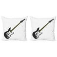thumbnail image 1 of Ambesonne Guitar Throw Pillow Cover 2 Pack, 4 String Bass Music, 24", Black White Caramel, 1 of 2