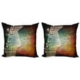thumbnail image 1 of Ambesonne Guitar Throw Pillow Cover 2 Pack, Grunge Retro Tuning Pegs, 20", Black Orange, 1 of 6