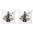 thumbnail image 1 of Ambesonne Guitar Throw Pillow Cover 2 Pack, Rock and Roll Pattern, 16", Tan Black White, 1 of 2