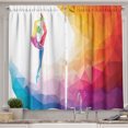 thumbnail image 1 of Ambesonne Gymnastics Kitchen Curtains, Polygonal Girl Motif, 55"x39", Multicolor, 1 of 2