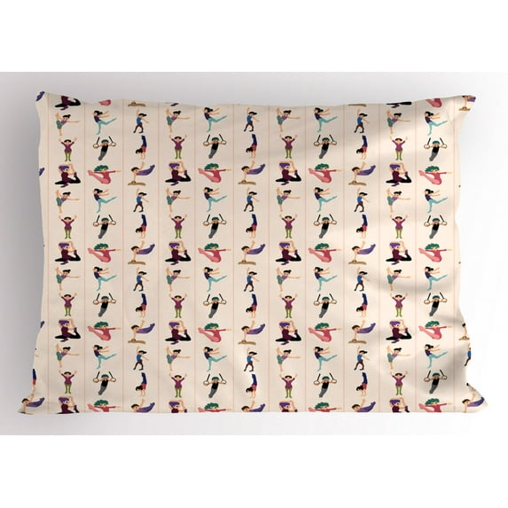Ambesonne Gymnastics Pillow Sham, Athletics Poses Theme, 26" X 20", Multicolor