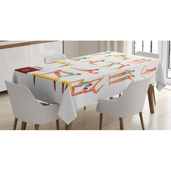 Ambesonne Gymnastics Tablecloth Rectangular Table Cover, Pommel Horse Ribbon, 60"x84", Multicolor