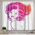 thumbnail image 1 of Ambesonne Hair Salon Kitchen Curtains, Tropical Vibrant Color, 55"x45", Magenta Pink, 1 of 1