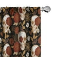 thumbnail image 1 of Ambesonne Halloween Window Curtains, Mexican Skeleton Heads, Each 28" W x 84" L, Ruby Off White, 1 of 4