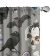 thumbnail image 1 of Ambesonne Halloween Curtains, Skull Raven Cat Print, Pair of 28"x95", Pale Grey Purple and Grey, 1 of 5