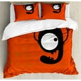 thumbnail image 1 of Ambesonne Halloween Duvet Cover Sets, Cartoon Letter G Monster, 2-King, White Black Red, 1 of 3