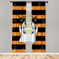 thumbnail image 1 of Ambesonne Halloween Emoji Curtains, Ghost Boo Cartoon, Pair of 28"x63", Black Orange and White, 1 of 2