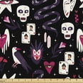 thumbnail image 1 of Ambesonne Halloween Fabric by the Yard Upholstery, Crow Snake Heart Cards, 2 Yards, Dark Pink White Plum, 1 of 5