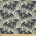 thumbnail image 1 of Ambesonne Halloween Fabric by the Yard Microfiber, Horror Bats Spider Nets, 5 Yards, Dark Night Blue Cream, 1 of 2
