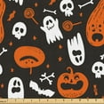 thumbnail image 1 of Ambesonne Halloween Fabric by the Yard, Pumpkin Skull Ghost Print, 5 Yards, Pale Vermilion Dark Grey, 1 of 1