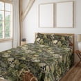 thumbnail image 1 of Ambesonne Halloween Fitted & Flat Sheet with Sham 3 Pcs Set, Sketchy Skull Pattern, Twin, Pale Olive Green Eggshell, 1 of 5