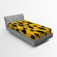 thumbnail image 1 of Ambesonne Halloween Fitted Sheet, Black Cat Vintage, Twin Size, Black Orange, 1 of 2