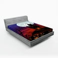 thumbnail image 1 of Ambesonne Halloween Fitted Sheet, Cartoonish Haunted Castle, Full Size, Multicolor, 1 of 2