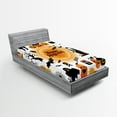 thumbnail image 1 of Ambesonne Halloween Fitted Sheet, Happy Ghost, Twin XL Size, Orange Black, 1 of 3
