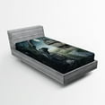 thumbnail image 1 of Ambesonne Halloween Fitted Sheet, Haunted House Crow Tomb, Twin Size, Multicolor, 1 of 2