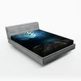 thumbnail image 1 of Ambesonne Halloween Fitted Sheet, Lake Scene Bat, Queen Size, Blue Brown, 1 of 2