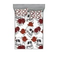 thumbnail image 1 of Ambesonne Halloween Fitted Sheet & Pillow Sham Set, Roses Gothic Skull, Calking, Grey, 1 of 2