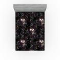 thumbnail image 1 of Ambesonne Halloween Fitted Sheet, Spooky Skull Exotics Boho, Full Size, Dark Magenta and Multicolor, 1 of 5