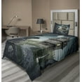thumbnail image 1 of Ambesonne Halloween Fitted & Top Sheet Set with Sham, Haunted House Crow Tomb, Multicolor, 1 of 4