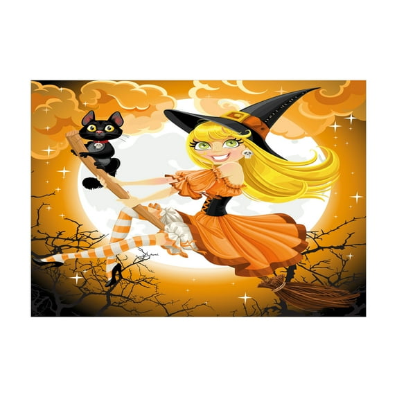 Ambesonne Halloween Jigsaw Puzzle, Witch Conceptual Colors, Heirloom-Quality Fun Activity for Family Durable Cardboard, 1000 pcs, Multicolor