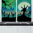 thumbnail image 1 of Ambesonne Halloween Kitchen Curtains, Zombies on Forest Hill, 55"x45", Charcoal Grey Green and Teal, 1 of 3