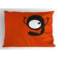 thumbnail image 1 of Ambesonne Halloween Pillow Sham, Cartoon Letter G Monster, 36" X 20", White Black Red, 1 of 2