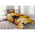 thumbnail image 1 of Ambesonne Halloween Quilted Bedspread Set 2 Pcs, Scary Pumpkin, Twin Size, Orange Black, 1 of 3