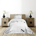 thumbnail image 1 of Ambesonne Halloween Quilted Bedspread Set 2 Pcs, Spiders Bats Simplistic, Twin Size, White Black, 1 of 5