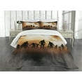 thumbnail image 1 of Ambesonne Halloween Quilted Bedspread Set 3 Pcs, Zombies Misty, King Size, Orange Black, 1 of 5