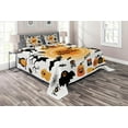 thumbnail image 1 of Ambesonne Halloween Quilted Coverlet 3 Pcs, Happy Ghost, King Size, Orange Black, 1 of 2