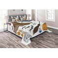 thumbnail image 1 of Ambesonne Halloween Quilted Coverlet 3 Pcs, Pumpkin Skull, Queen Size, Multicolor, 1 of 2